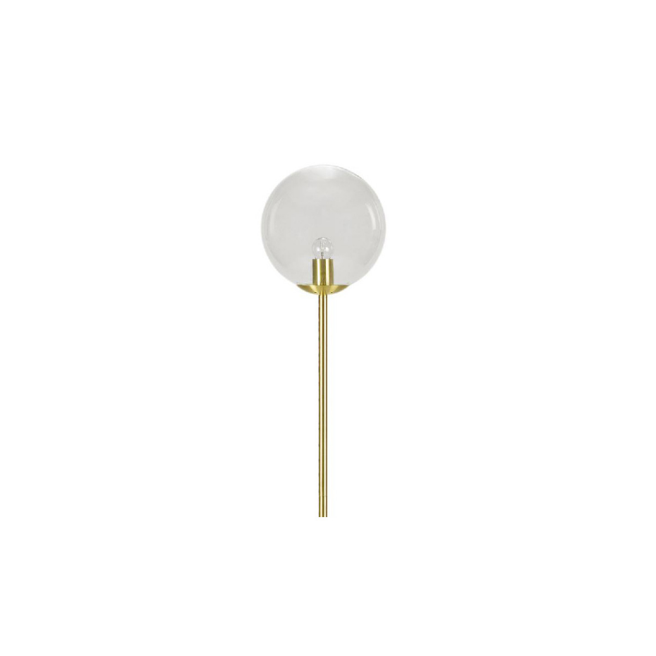 Lampadaire rétro en métal doré et globe en verre transparent - 150cm