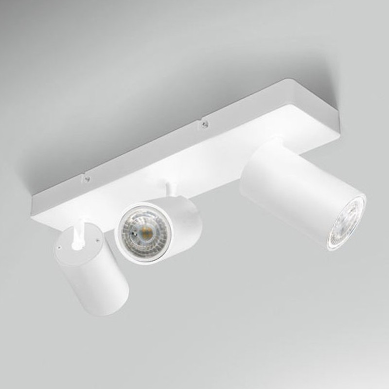 Spot Triple Blanc Ampoule Gu10 Inclinable Et Orientable