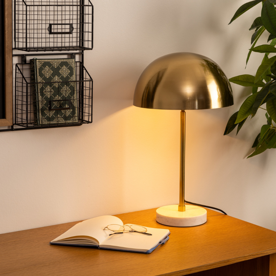 Lampe marbre et métal doré LILIO
