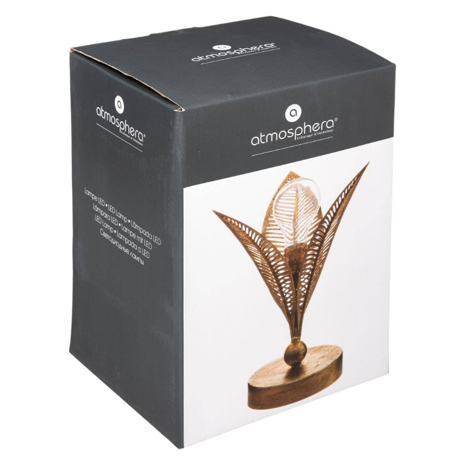 Lampe LED structure métal feuilles dorées FEUILLE