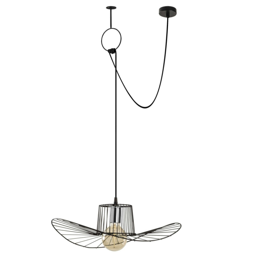 Suspension design noire filaire ondulée, avec anneau SINOP