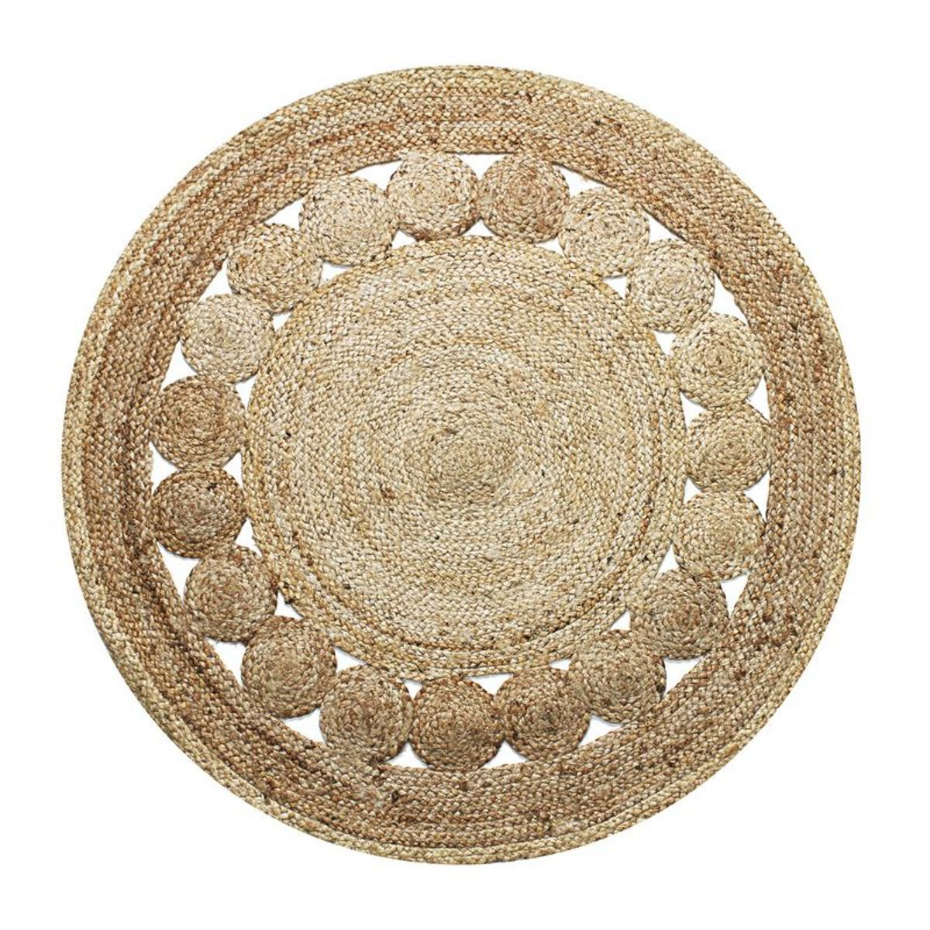 Tapis salon rond en jute rosace  FUNNY JUTE - style bohème