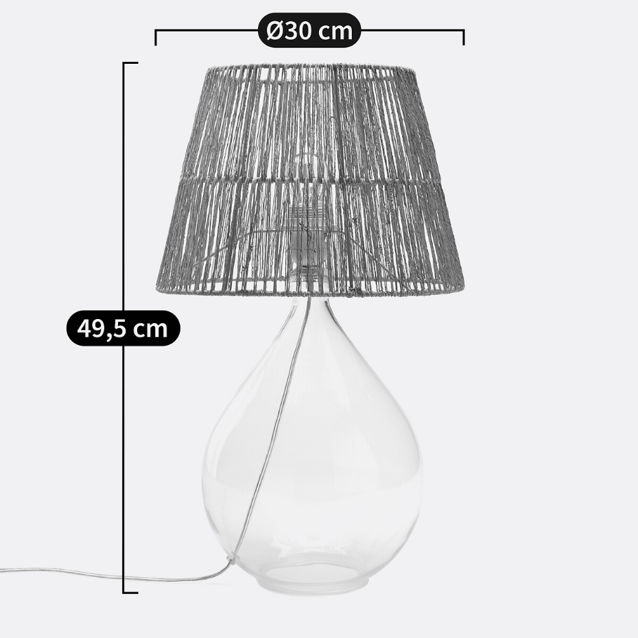 Lampe à poser verre et chanvre, Yaku