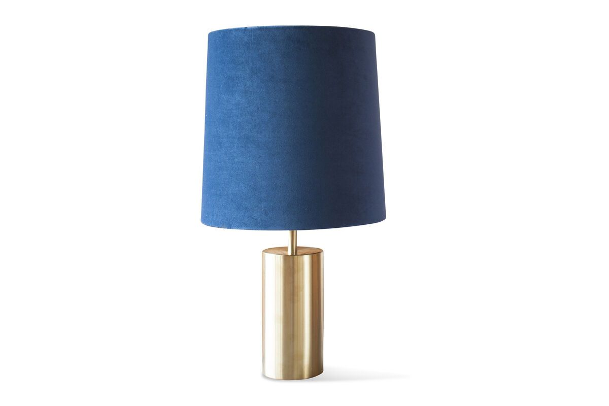Lampe et abat-jour en velours et laiton SARHITA