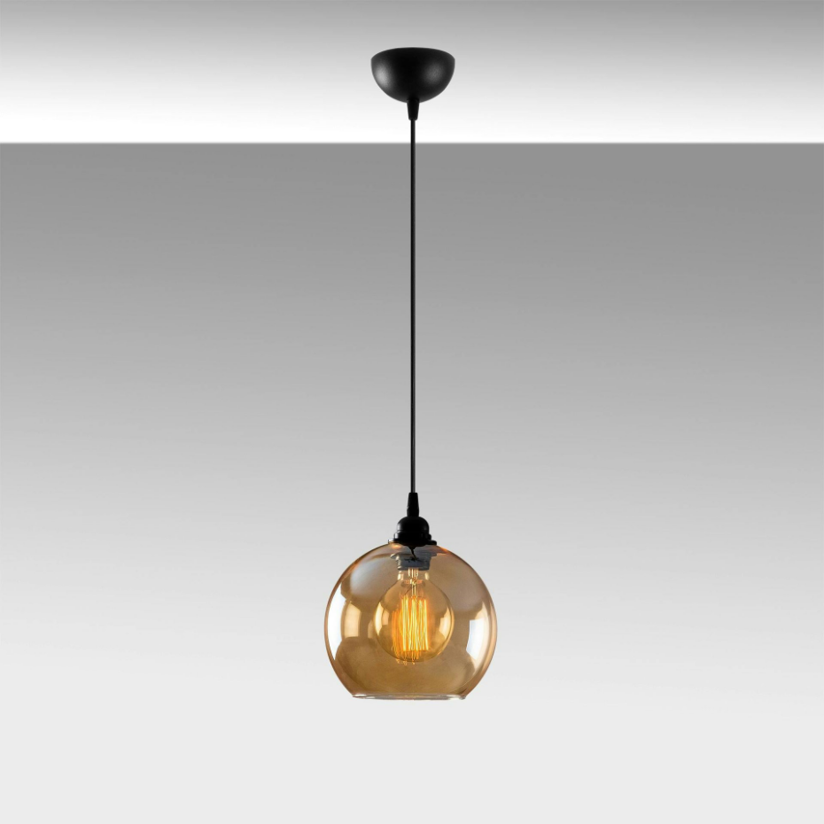 Suspension en verre doré forme globe Ø20 cm SIVAS
