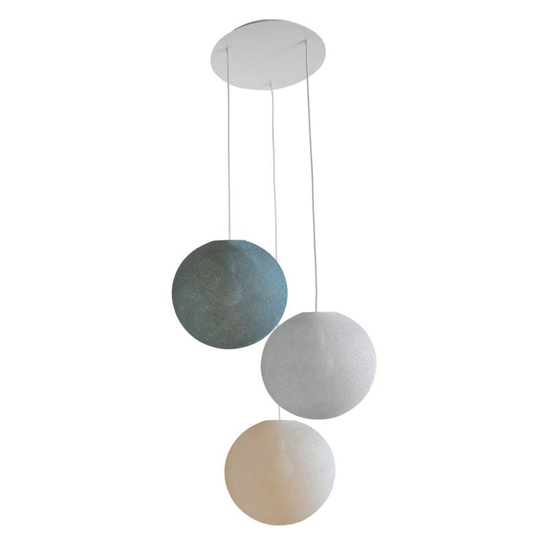 Plafonnier blanc 3 globes 31 vert de gris - gris perle - écru