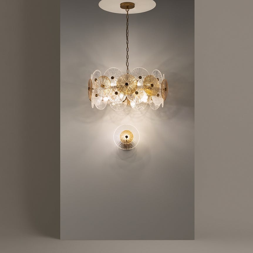 Applique rétro en verre - forme soleil stylisé YUMA