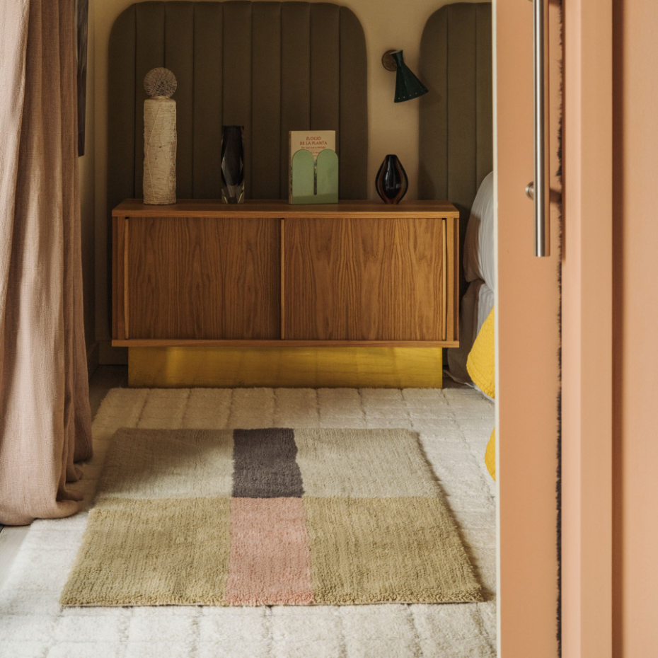 Tapis Lainable Rectangulaire Rose Fané CHROMA STRIPES