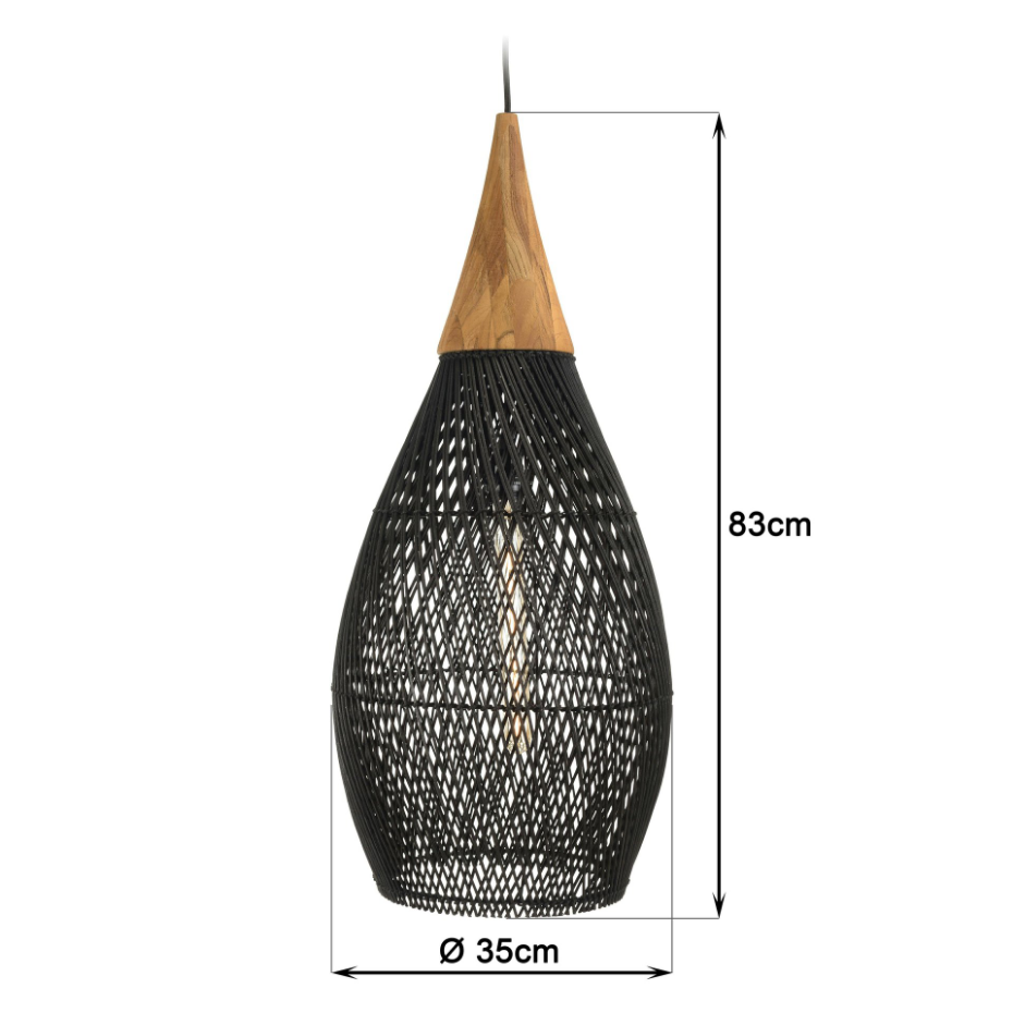 Suspension goutte en rotin 35cm FOLELLI