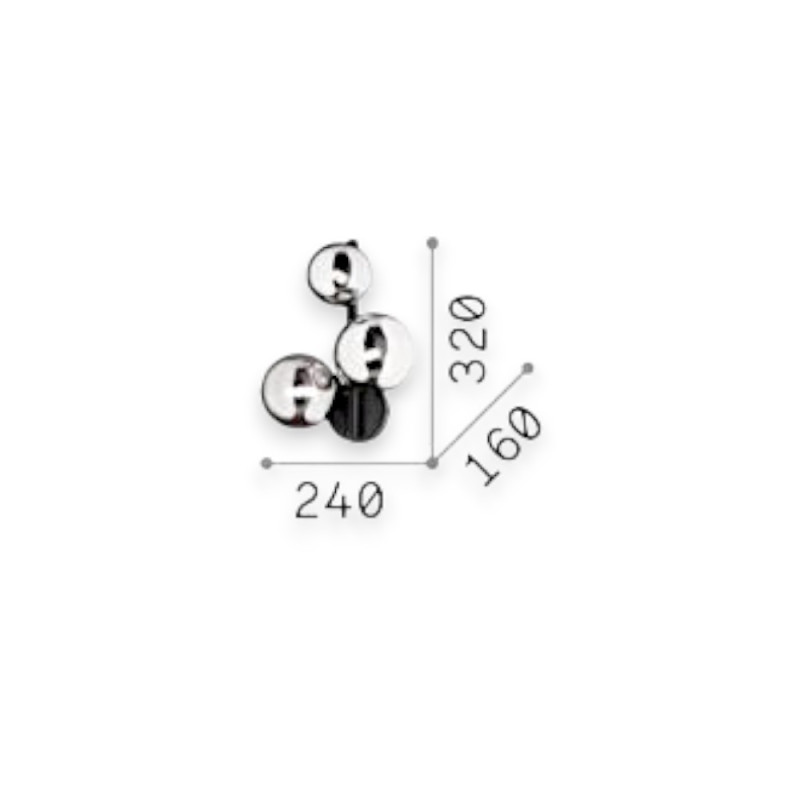Applique noire 3 globes verre fumé Perlage