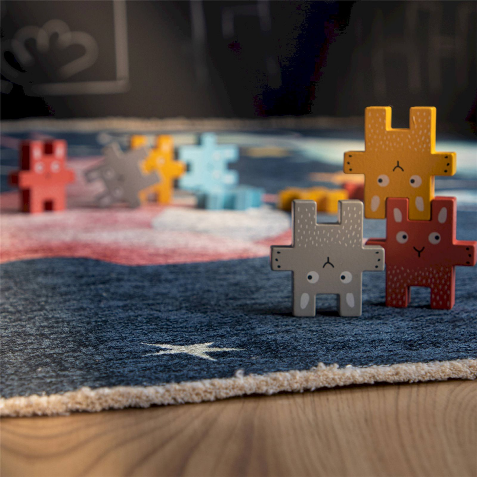 Tapis enfant en coton motif dinosaures