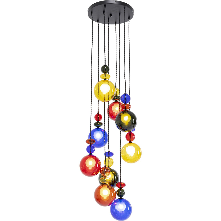 Suspension en verre et acier 9 abat-jours, MAZZO