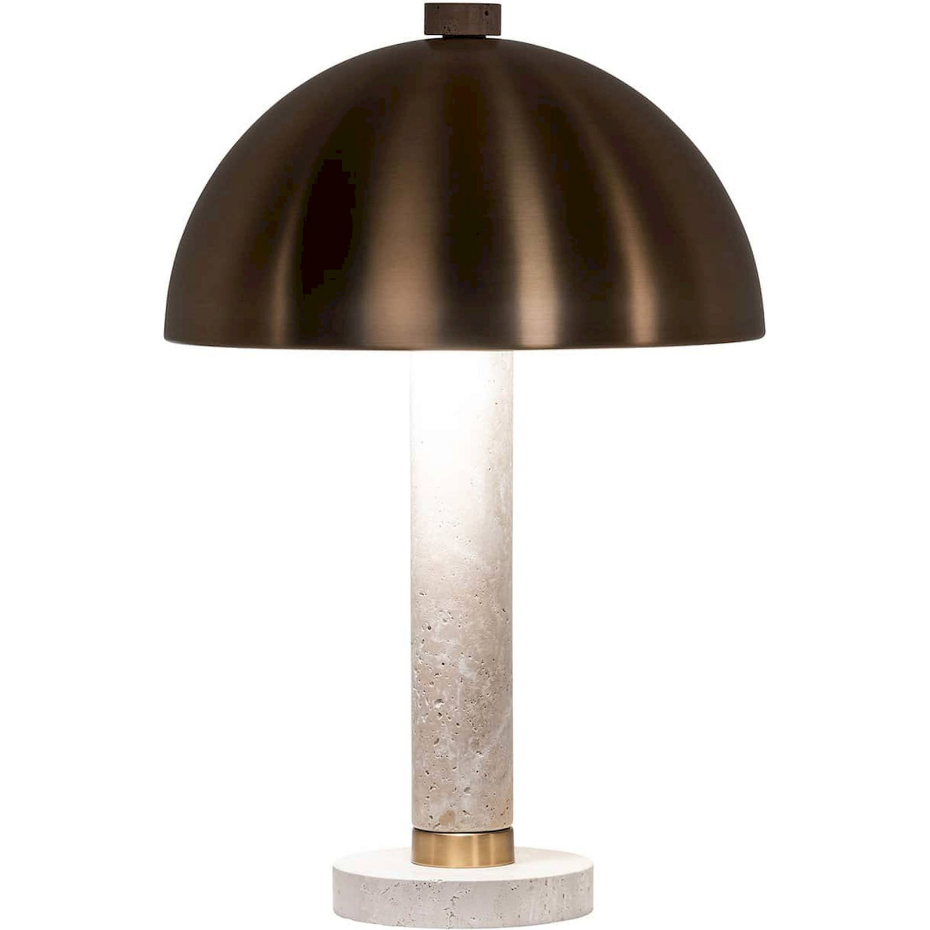 Lampe à poser en pierre ronde style travertin contemporain