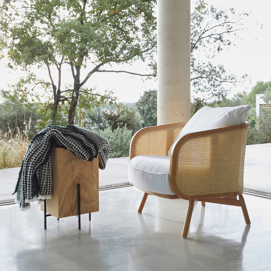 Fauteuil coton/lin Cornelius, design Emmanuel Gallina