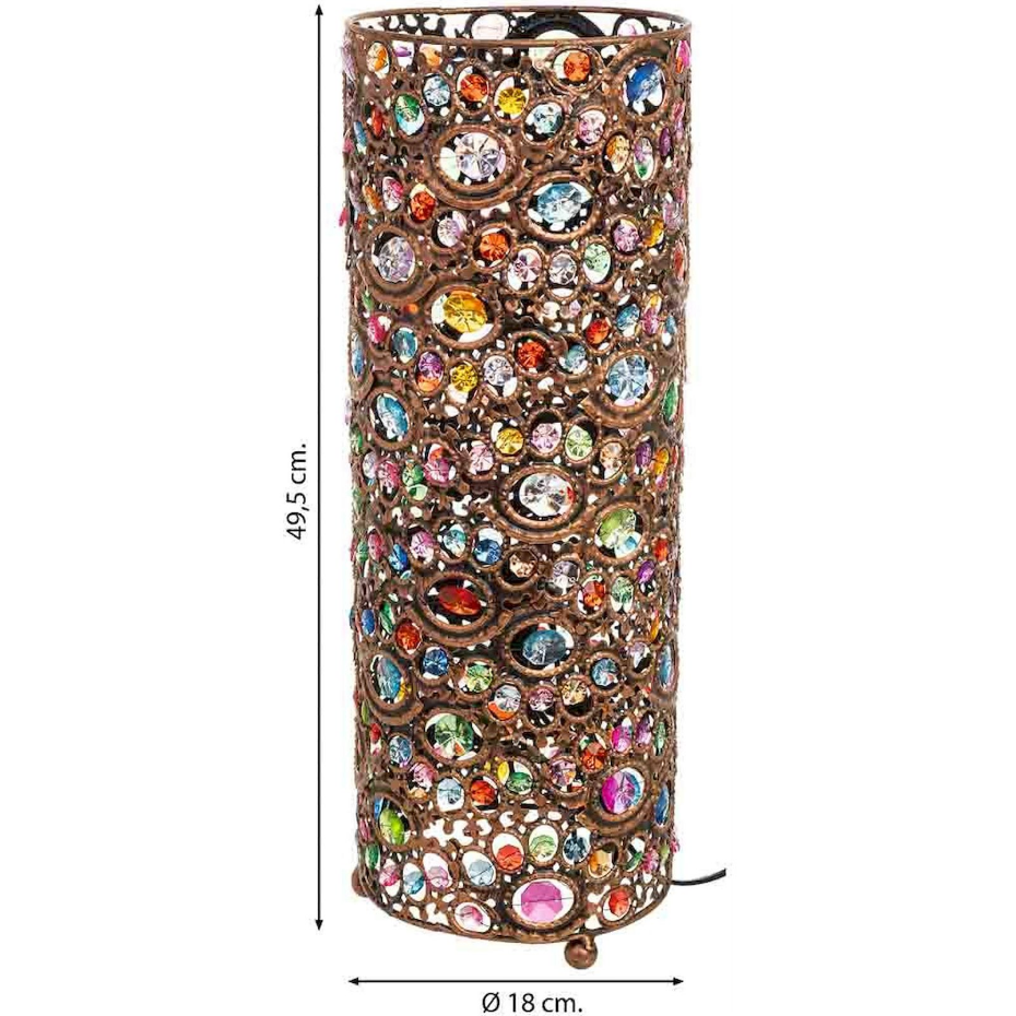 Lampe de table ronde en métal et verre coloré