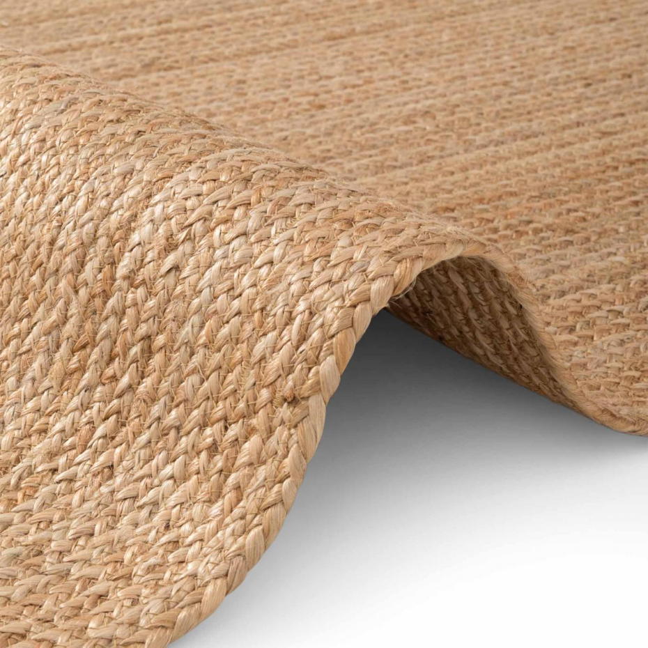 Tapis salon motif simple, JUTE L tissé main, design chaleureux