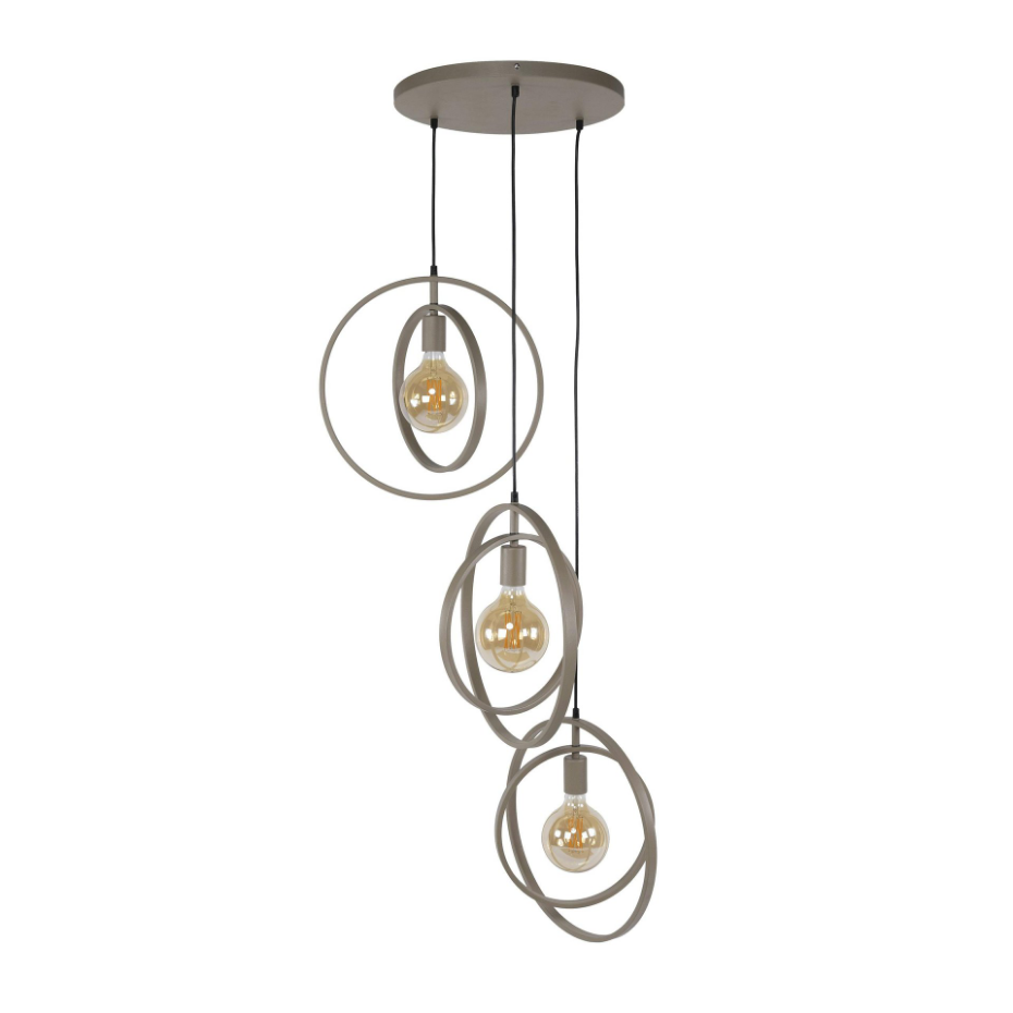 Suspension multiple beige 3 anneaux pivotants TRIBECA