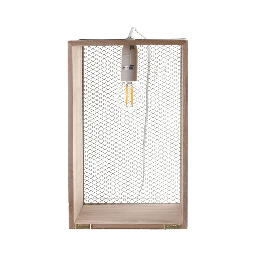 Lampe à poser avec cadre en bois Louise - H. 29 cm