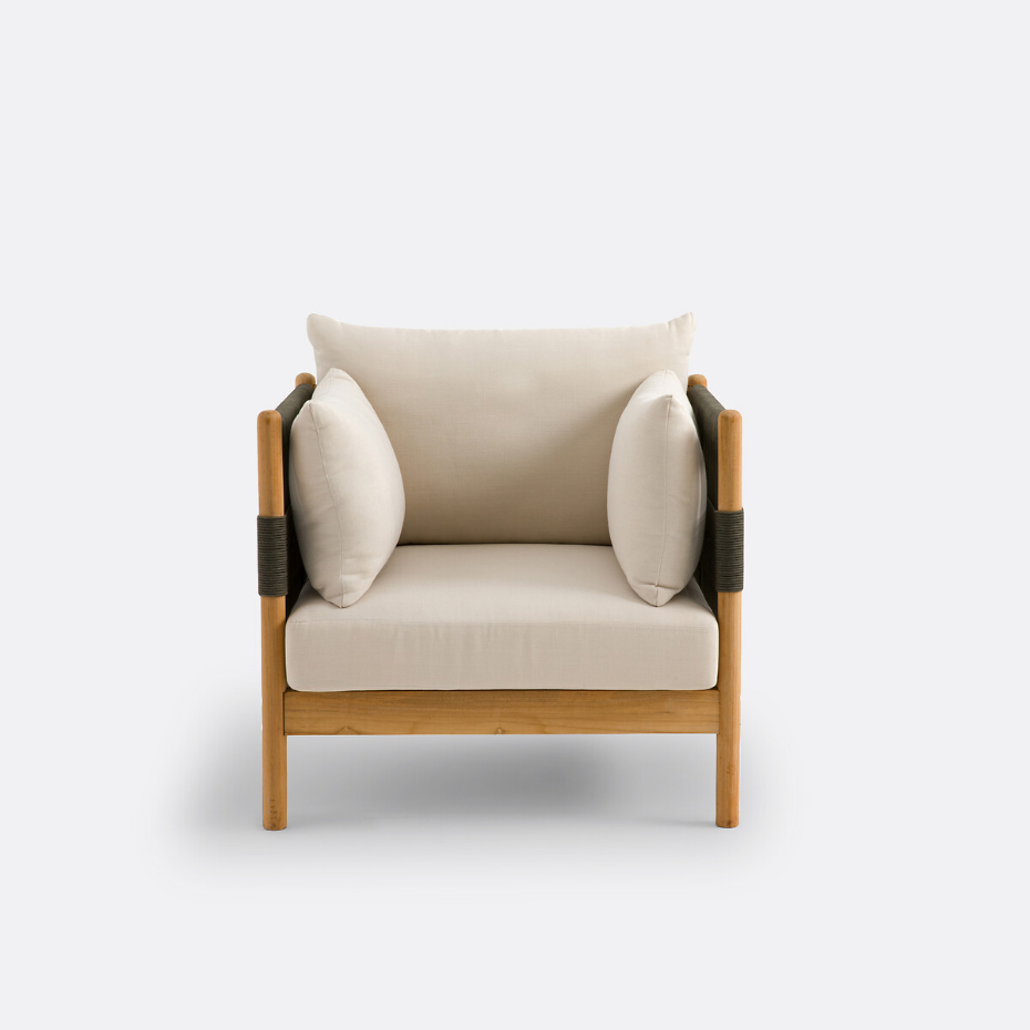Fauteuil de jardin en teck et corde, Odette