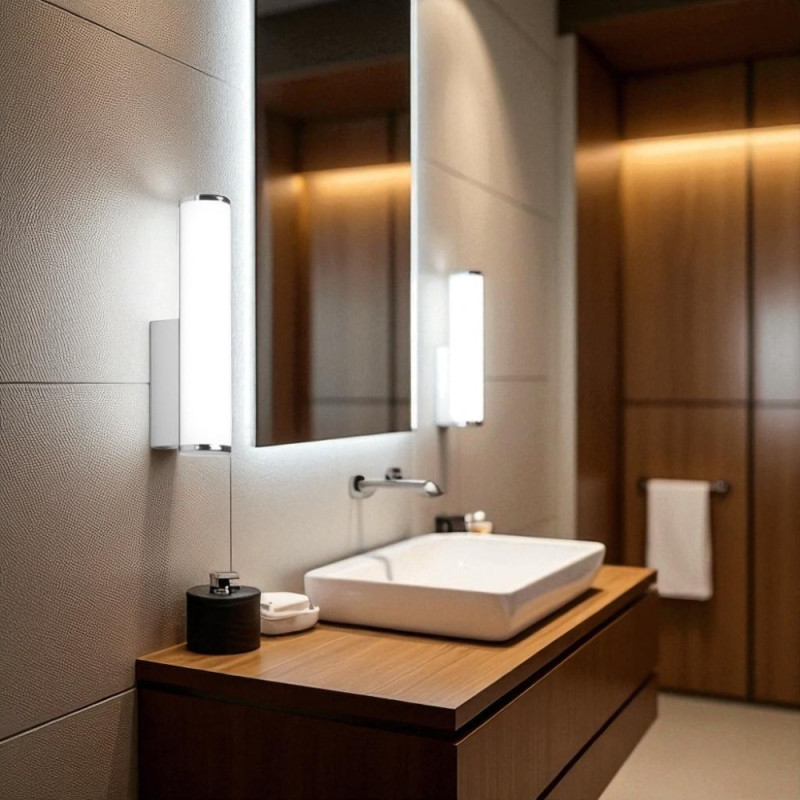Applique Salle De Bain led chrome et opale Cap