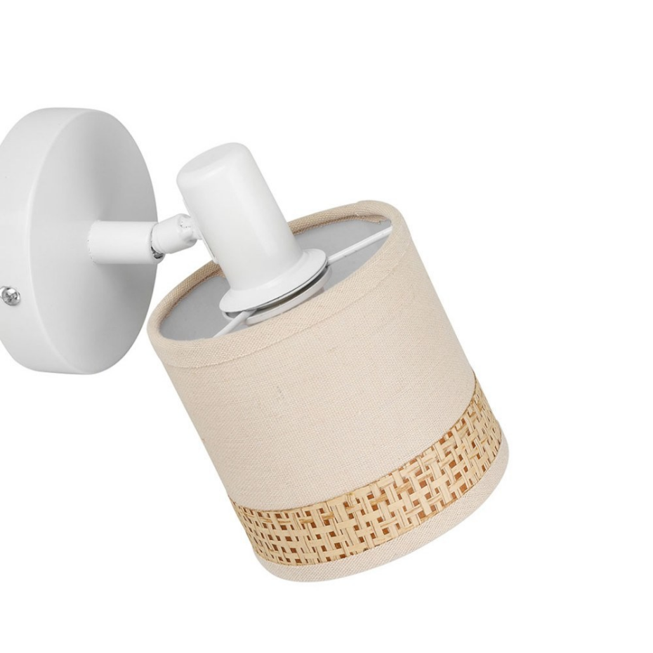 Applique Patère Orientable 1 Abat-jour Lin Papier Beige