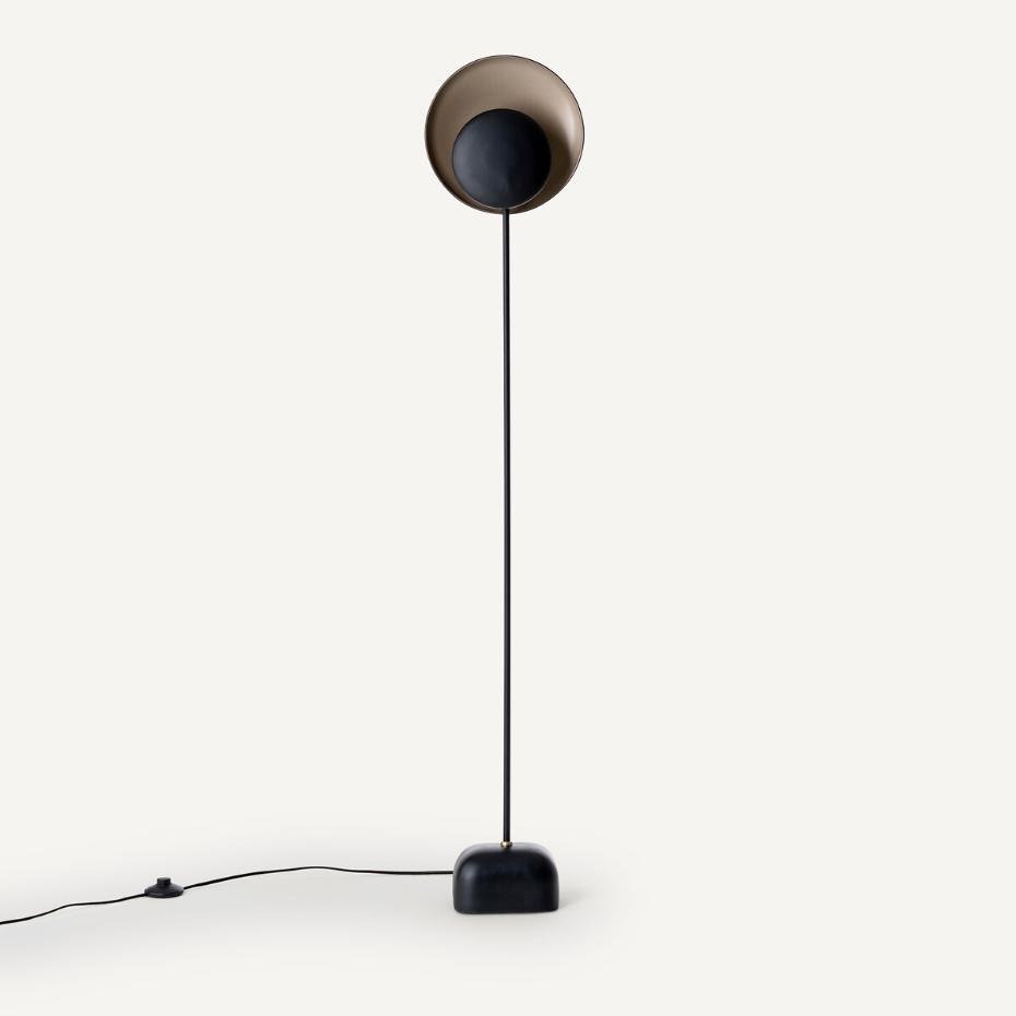 Lampadaire, réflecteurs noir et moka, Naton