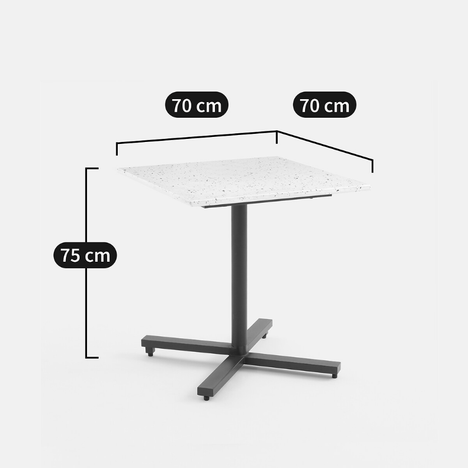 Table de jardin, plateau rabattable en terrazzo, OPALA