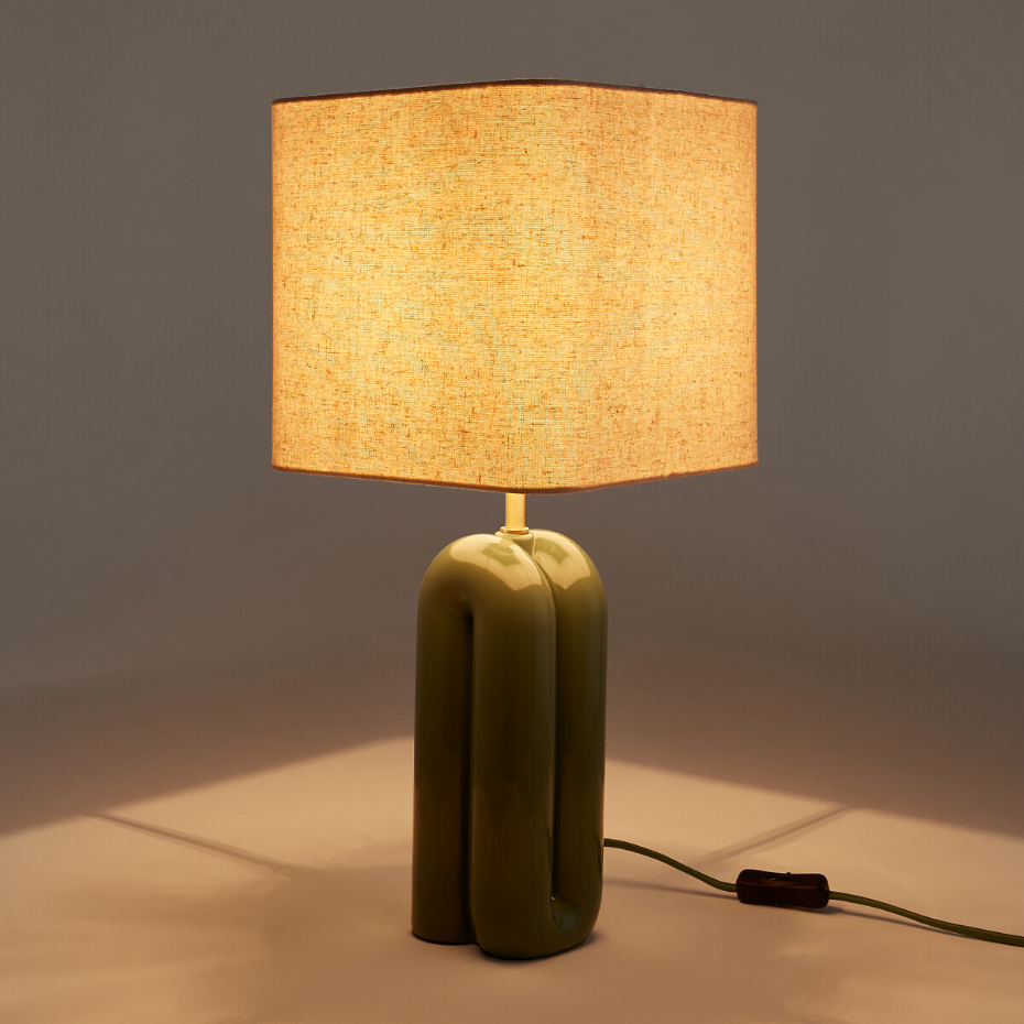 Lampe à poser céramique et lin, Malo