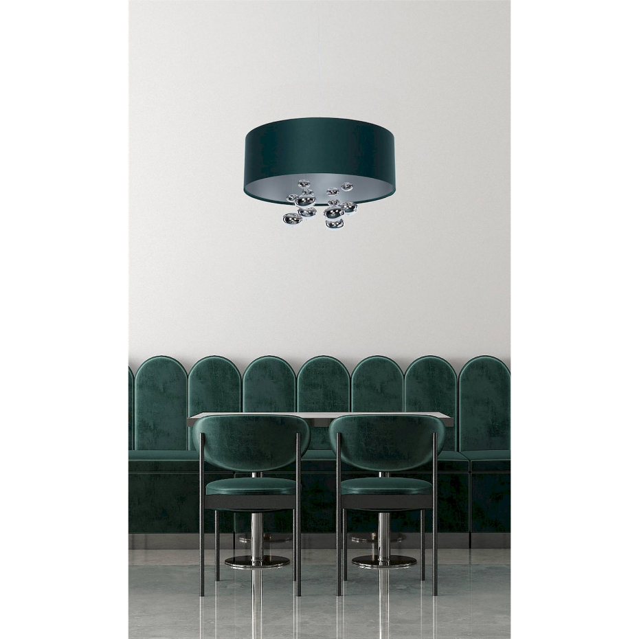 Suspension ronde en tissu avec boules argentées Bubble Light