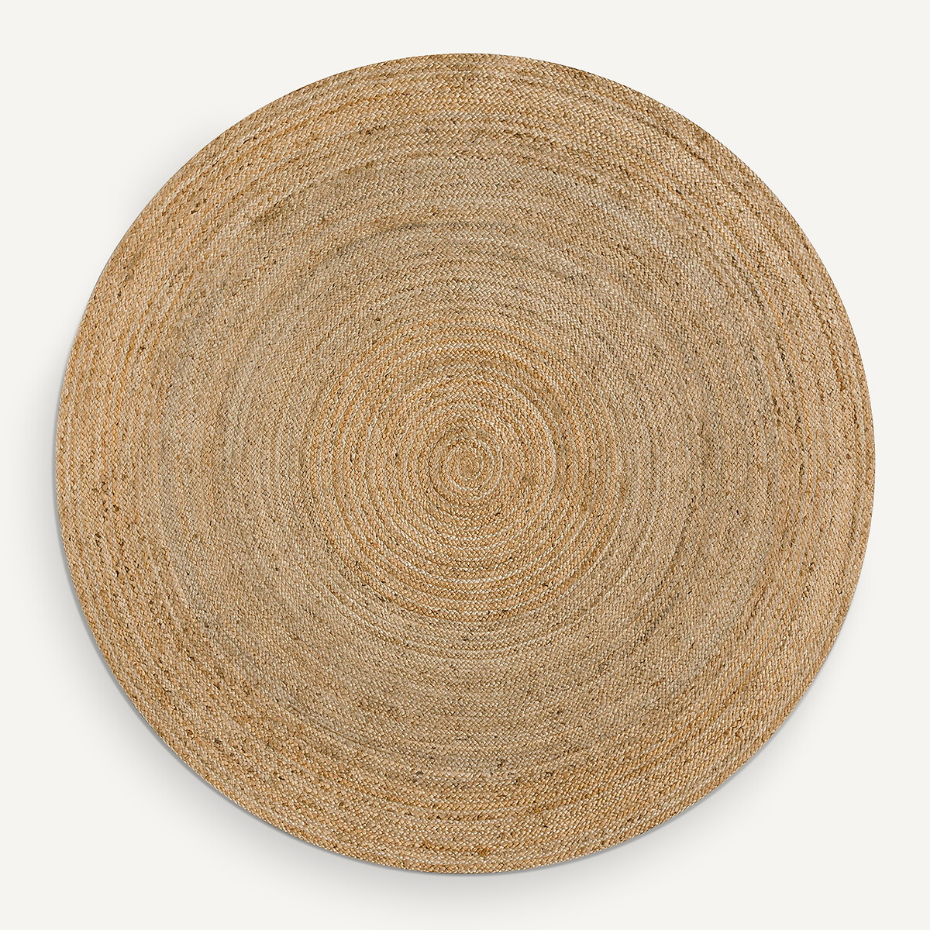 Tapis rond Ø250 cm en jute, tressé main, Hempy