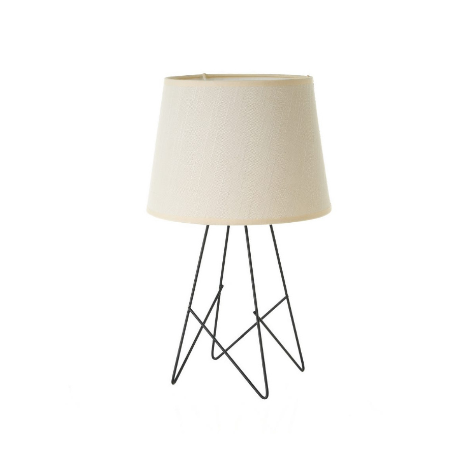 Lampe à poser métal noir et abat-jour blanc - 23x23x38.5cm
