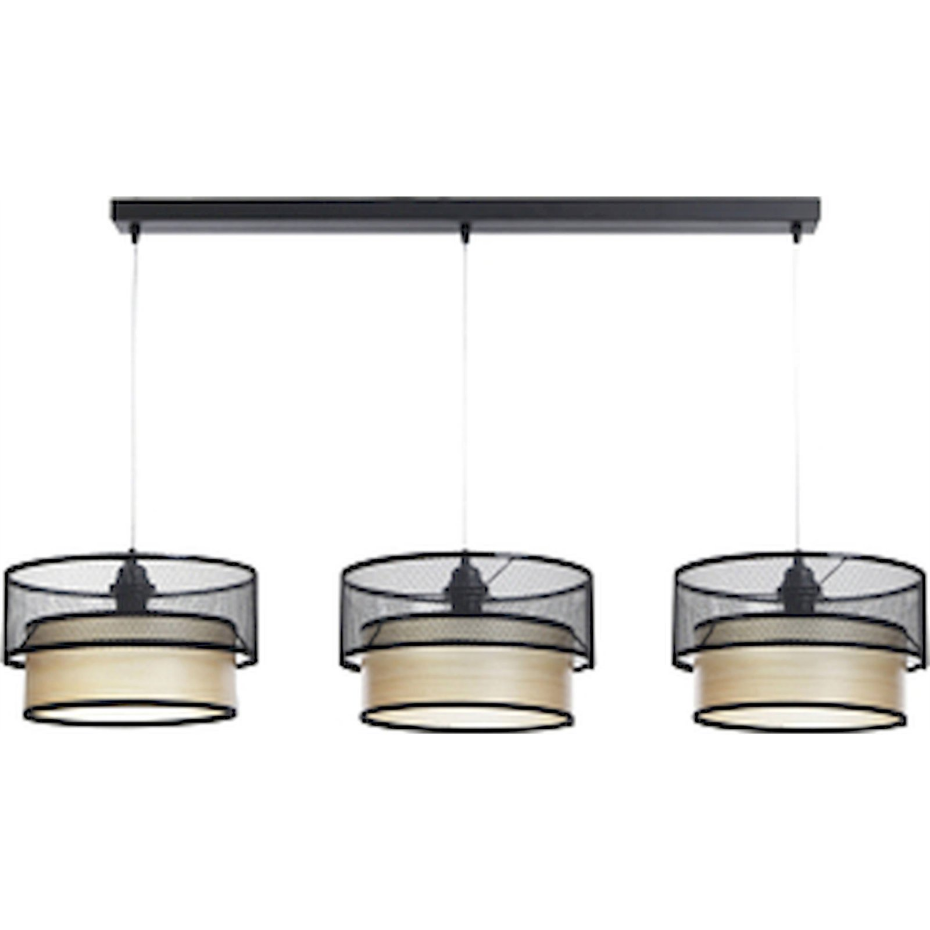 Suspension rectangulaire en PVC effet bois LED Duo ellegant