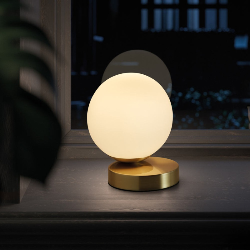 Lampe De Chevet Tactile Roxanne Verre Et Laiton Mat