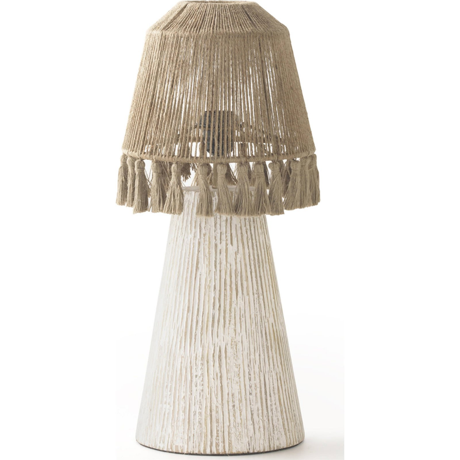 Lampe de table en bois et jute ronde