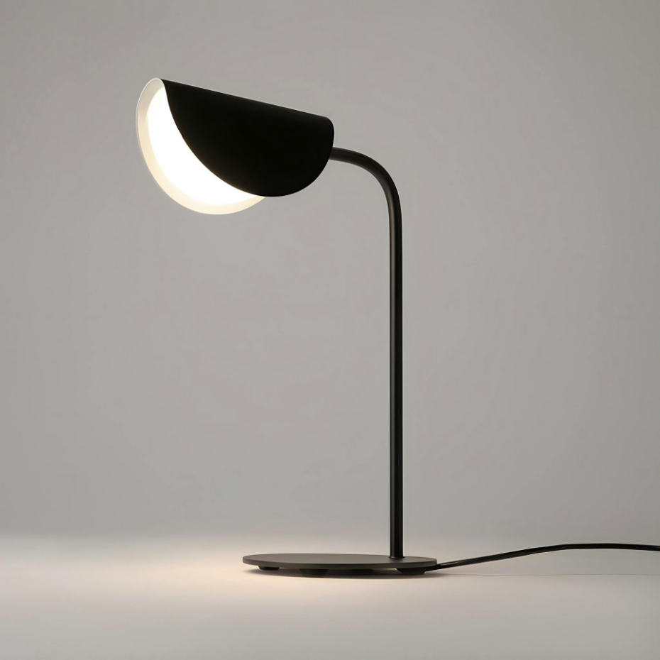 Lampe de chevet noire design - abat-jour plié LENORE