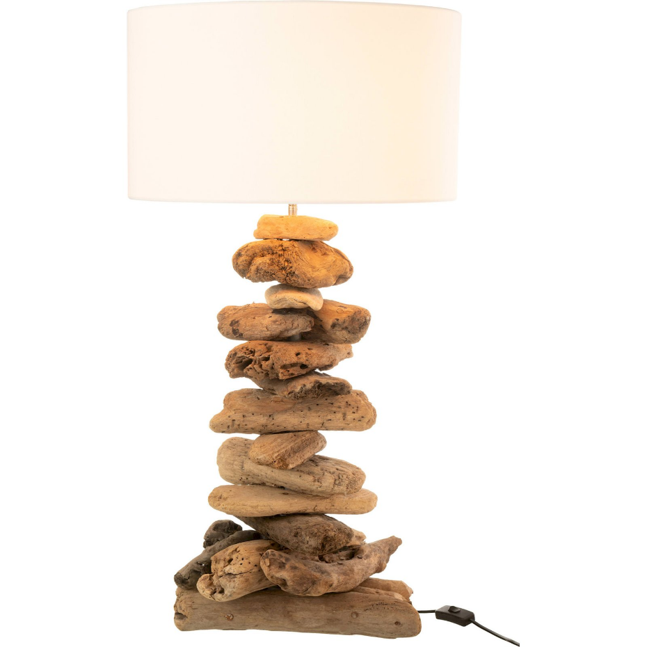 Lampe à poser en bois flotté avec abat-jour