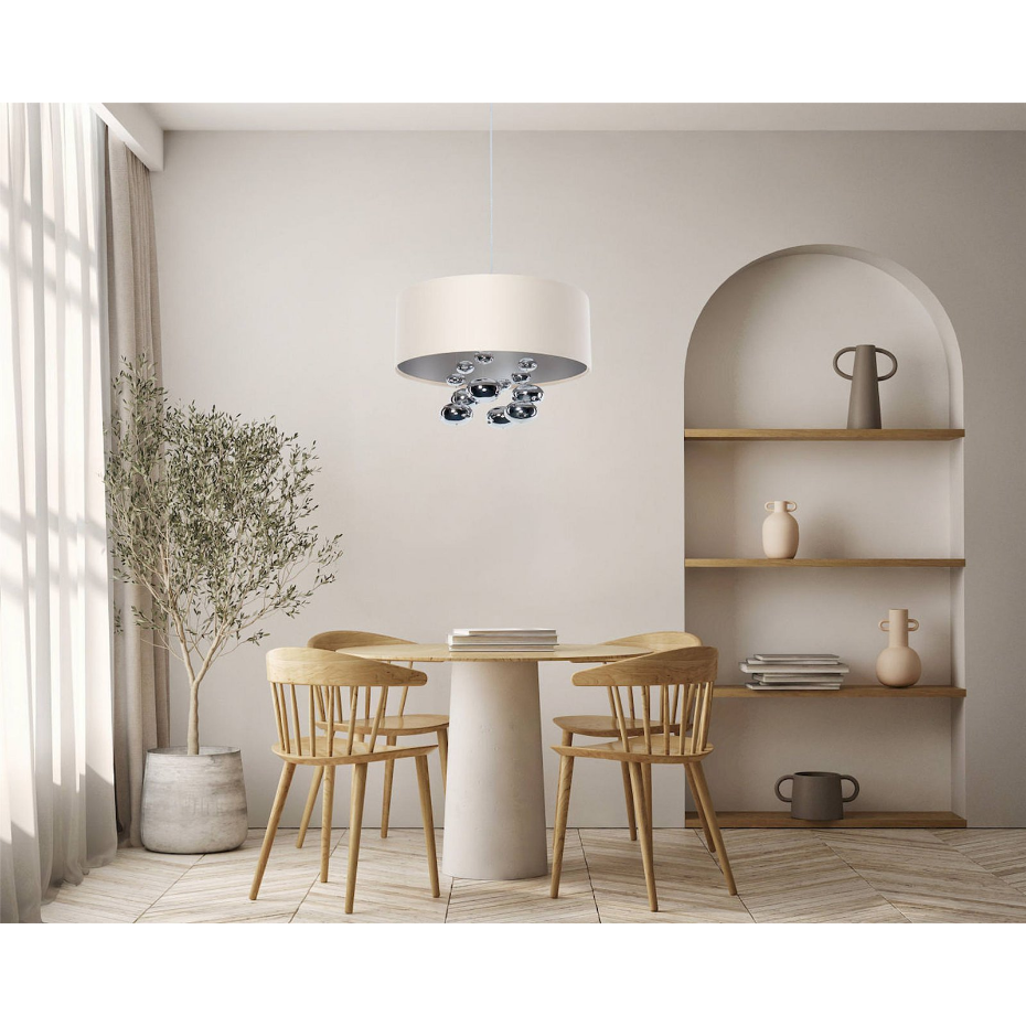 Suspension ronde en tissu avec boules Bubble Light