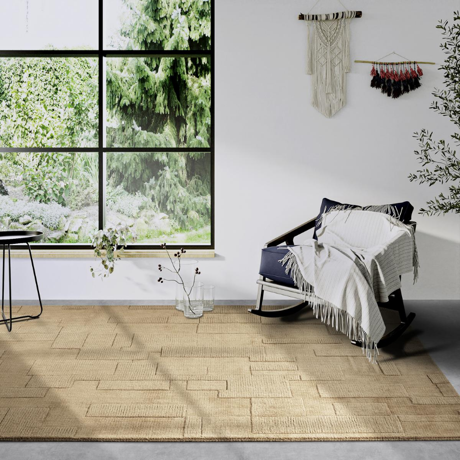 Tapis salon, motif géométrique authentique, WILHELMINE, tissé main