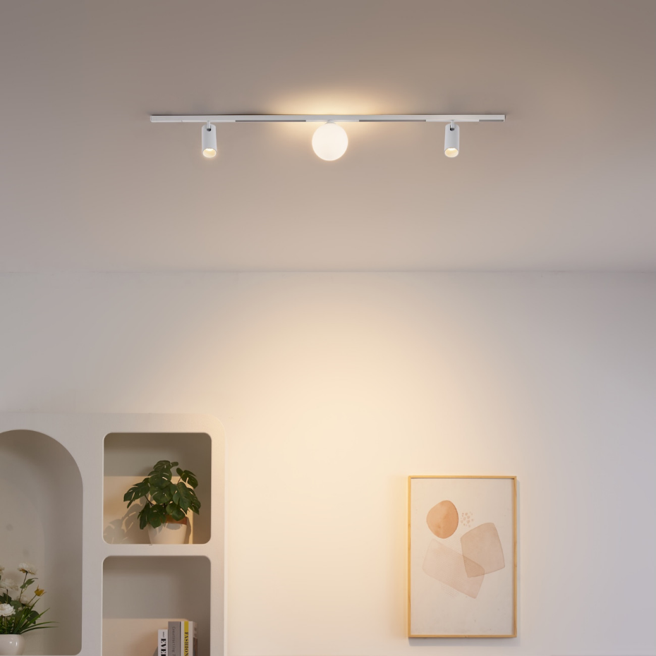 Kit rail LED 2 spots + 1 boule verre - LYNE