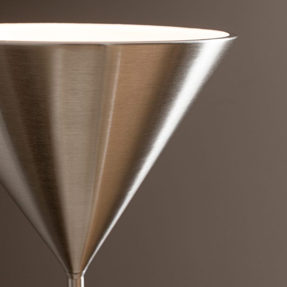 Lampadaire double cône, nickel brossé, Moke