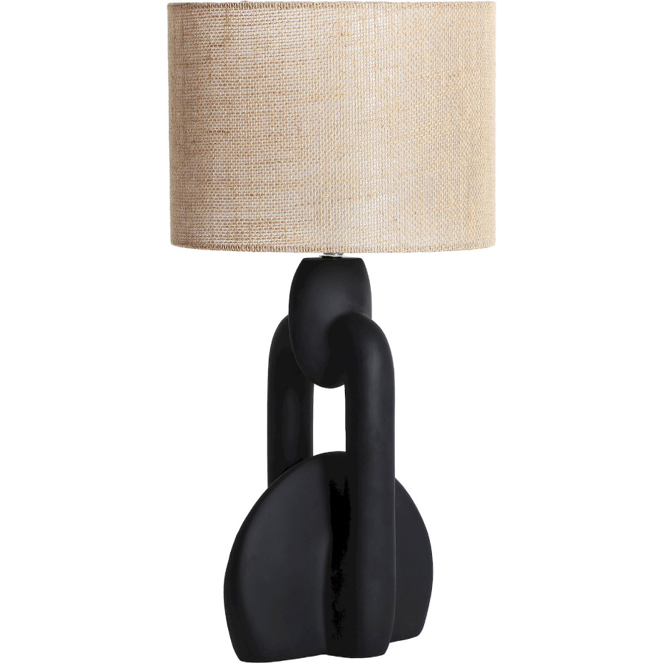 Lampe de table en résine avec abat-jour en raphia