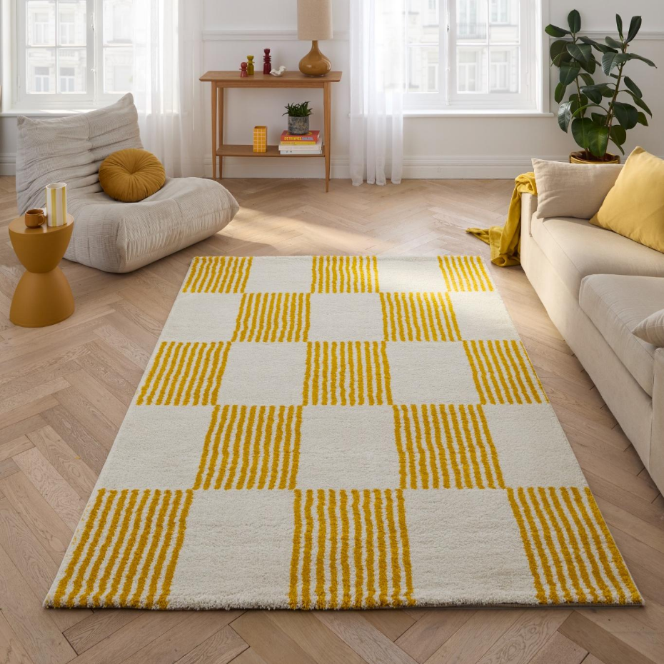 Tapis d'intérieur vintage à damier rayure GROOVY