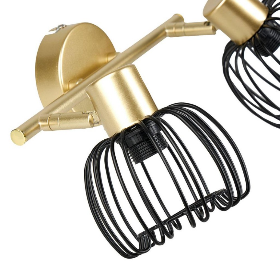 Rampe De Spot Orientable 2 Abat-jour Métal Doré Et Noir