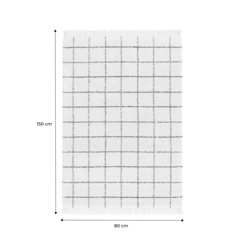 Tapis intérieur shaggy motif quadrillage multicolore avec franges EDWARD