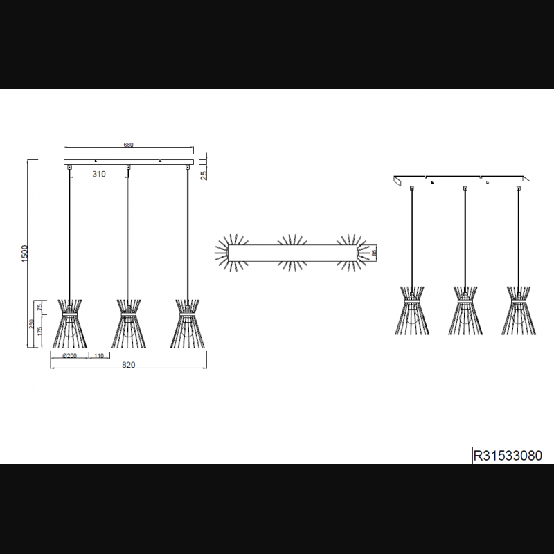 Suspension en métal vintage, ROD