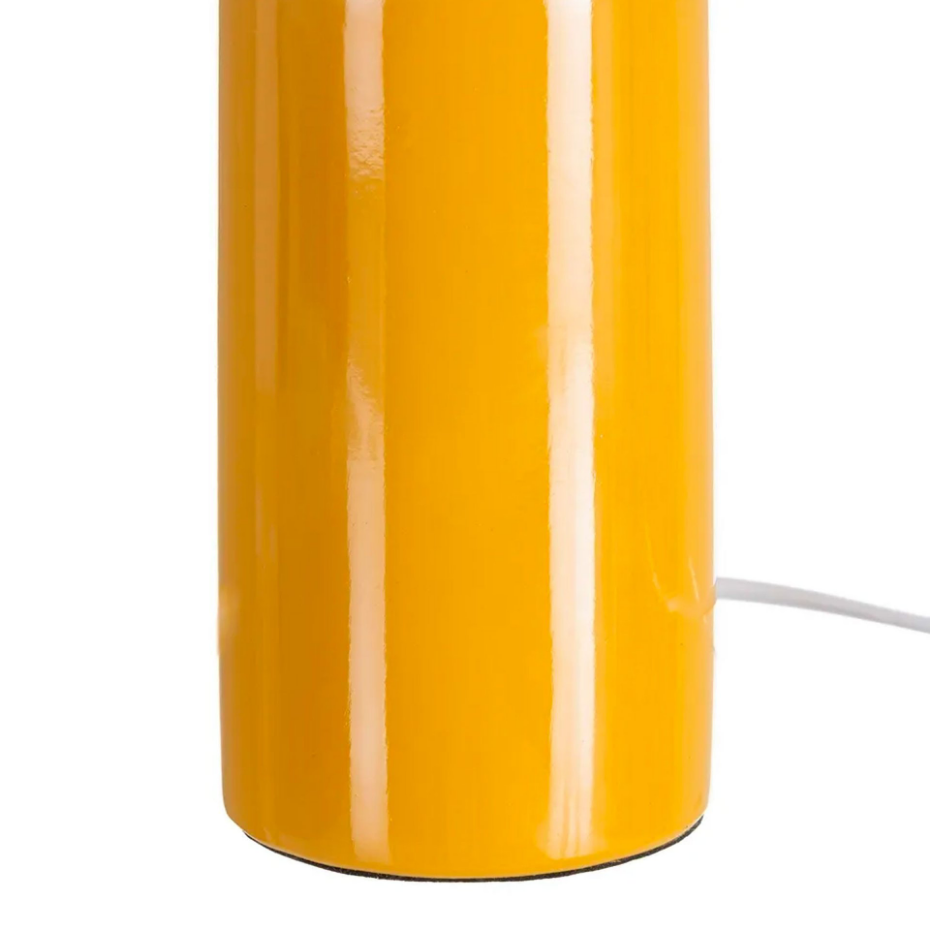 Lampe à poser champignon céramique jaune moutarde et métal doré 17.5x17.5x30.5cm