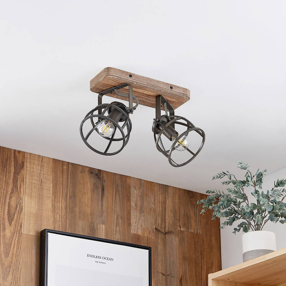 Plafonnier en bois vintage, Rutger