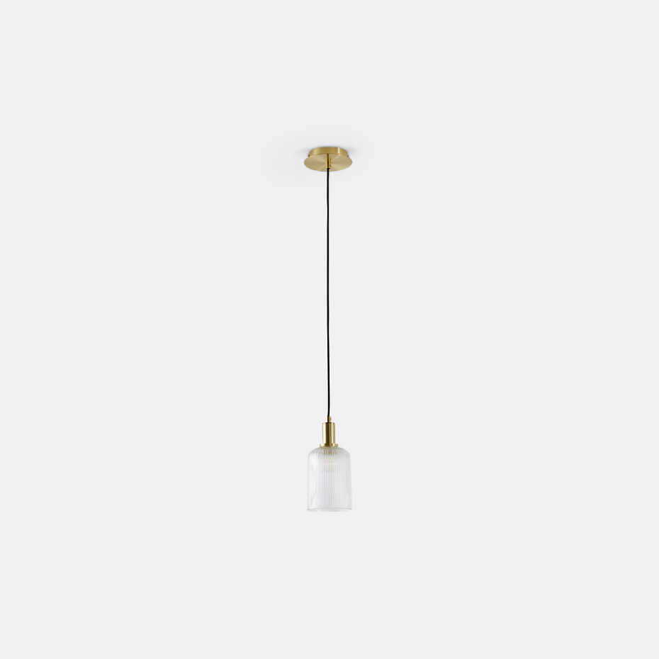 Suspension laiton et verre strié Ø10,9 cm, Bogota