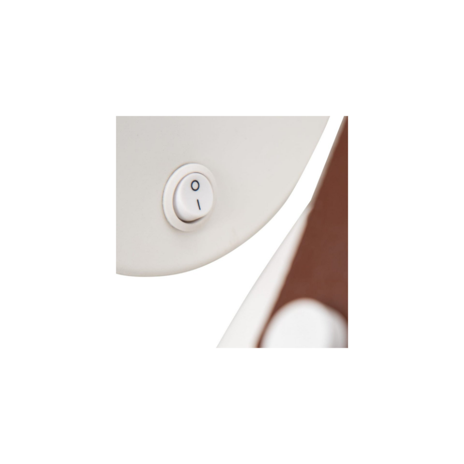 Applique Murale Ronde en Métal Blanc et Cuir Marron