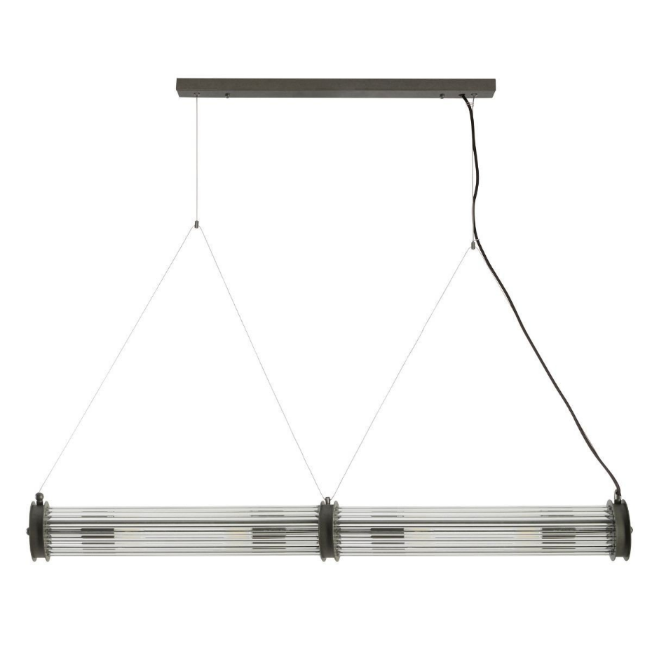 Suspension tube double verre métal gris